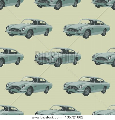 Silver sport car. Seamless pattern with car. Vector illustration. Cartoon car