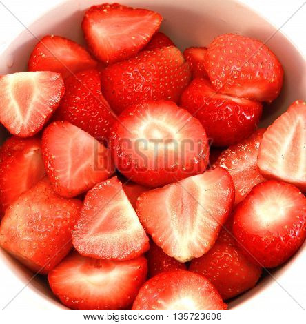 Bowl Of Strawberries In Closeup