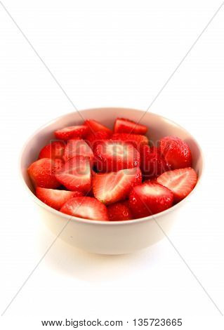 Bowl Of Strawberries In Closeup