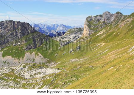 View On A Mountain Valley In The Alps (rofan Mountains)