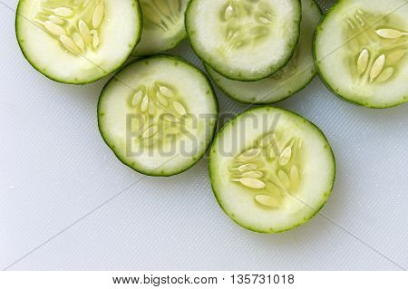 Pile Of Green Cucomber Slices, Close Up