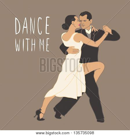 Tango. Dancing couple People isolated Dance class