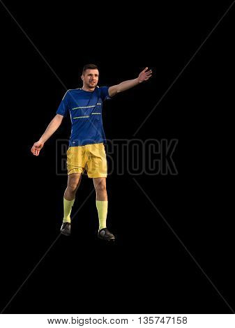 Soccer player have pain injury accident on football training isolated