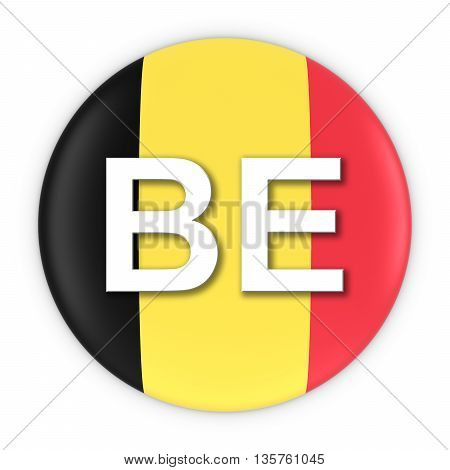 Belgium Flag Button With Two Letter Country Iso Code 3D Illustration