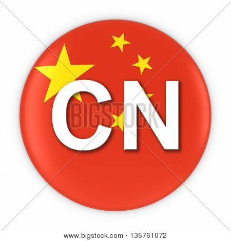 China Flag Button With Two Letter Country Iso Code 3D Illustration