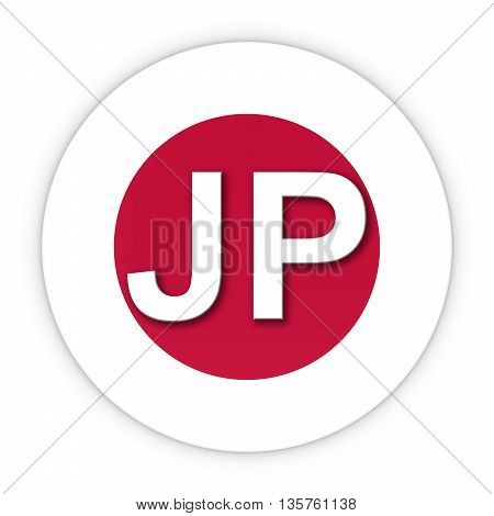 Japan Flag Button With Two Letter Country Iso Code 3D Illustration