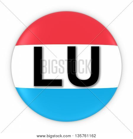 Luxembourg Flag Button With Two Letter Country Iso Code 3D Illustration