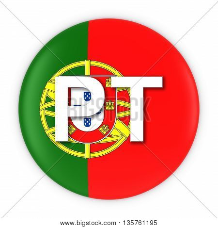 Portugal Flag Button With Two Letter Country Iso Code 3D Illustration