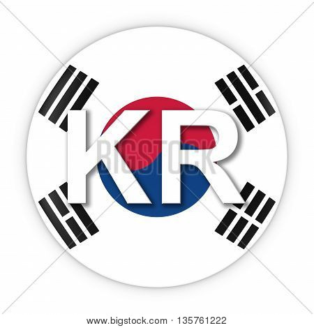 South Korea Flag Button With Two Letter Country Iso Code 3D Illustration