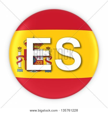Spain Flag Button With Two Letter Country Iso Code 3D Illustration
