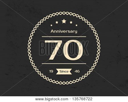 Seventy years anniversary celebration logotype. 70th anniversary logo.