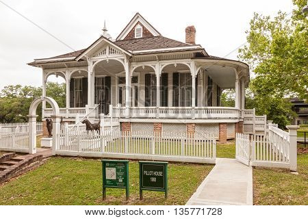 HOUSTON USA - APR 12: The 1868 Pillot House at the Sam Houston Park. April 12 2016 in Houston Texas United States