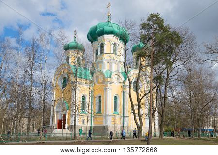 GATCHINA, RUSSIA - APRIL 24, 2016: The Cathedral of St. Paul the Apostle in Gatchina, sunny april day. Religious landmark  of the city Gatchina, Leningrad region