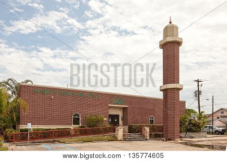 GALVESTON USA - APR 13: Masjid Uthman Ibn Affan mosque in the city of Galveston. April 13 2016 in Galveston Texas United States
