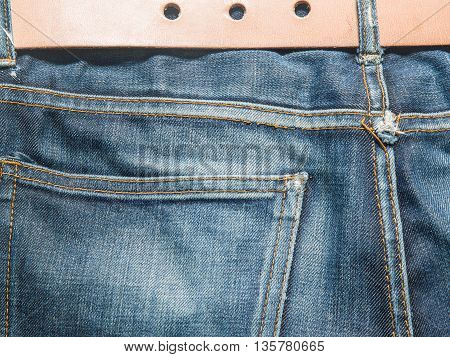 Jeans texture Blue denim jeans with lether belt