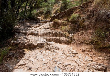 The path leading to the Psychro Cave. Crete Greece.