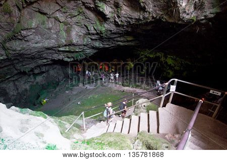 CRETEGREECE-JULY 21: The stairs to the Cave of Zeus on July 212014 on the Crete island in Greece.