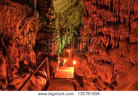 The Colorful Psychro Cave On Crete Greece.