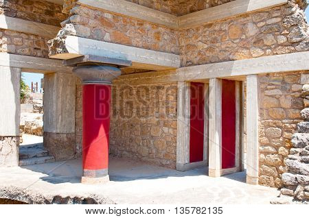Remains of the Knossos palace on the island of Crete Greece.