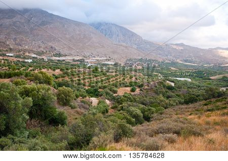 Panorama of the Kourtaliotiko Gorge on the Ctete in Greece.