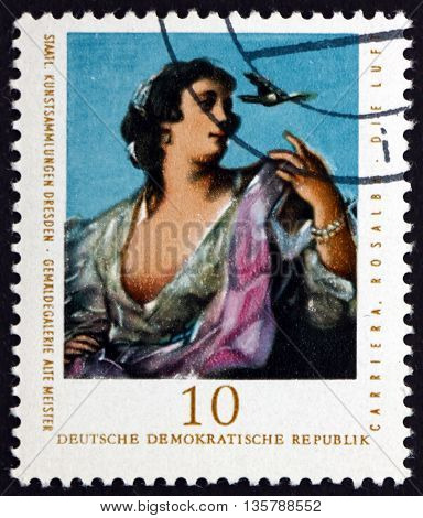GERMANY - CIRCA 1976: a stamp printed in Germany shows Air Painting by Rosalba Carriera Venetian Rococo Painter circa 1976