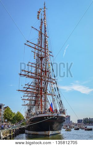 Amsterdam, Netherlands - August 20: SAIL Amsterdam 2015 is an immense flotilla of Tall Ships maritime heritage naval ships and impressive replicas August 20, 2015 in Amsterdam, Netherlands