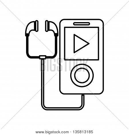 simple black portable music device with earphones vector illustration