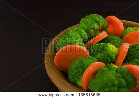 Vegetables. Broccoli and carrots on a plate. Diet concept. Macrobiotic.