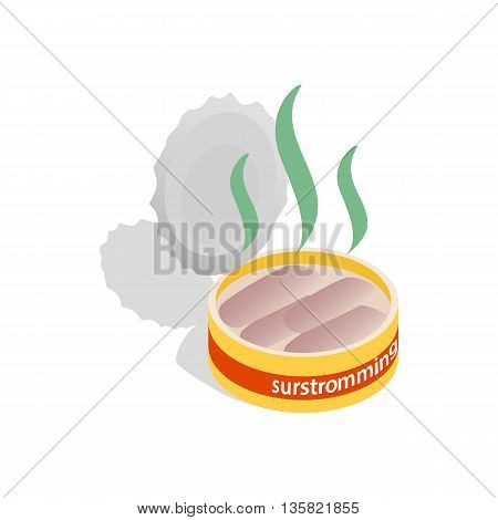 Can of surstomming, danish fermented herring icon in isometric 3d style on a white background
