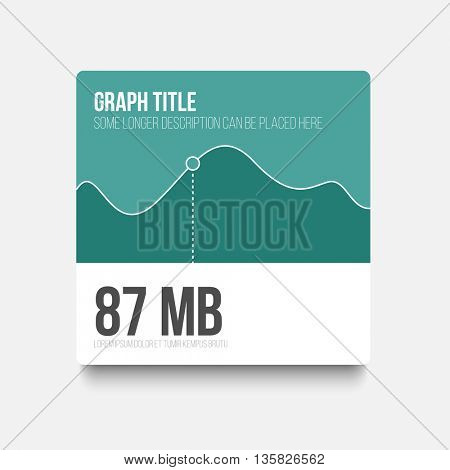Vector flat user interface (UI) infographic template with simple minimalistic graph - teal version