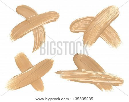 Foundation smudges range of colors on white background