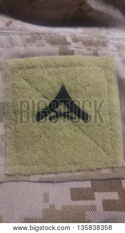Usmc lance Corpral cheveron on marpat frogs uniform