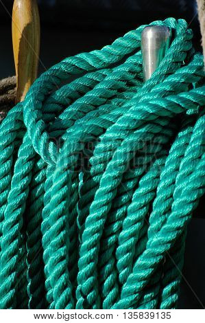 Rigging of a sailing ship ropes and treenail