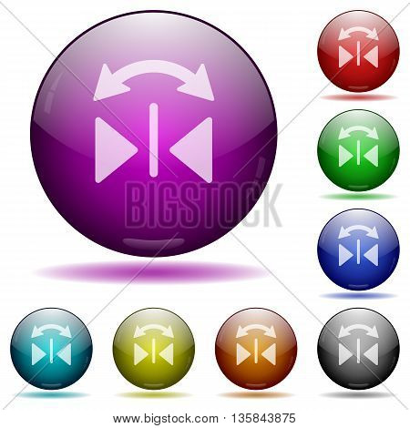 Set of color Horizontal flip glass sphere buttons with shadows.