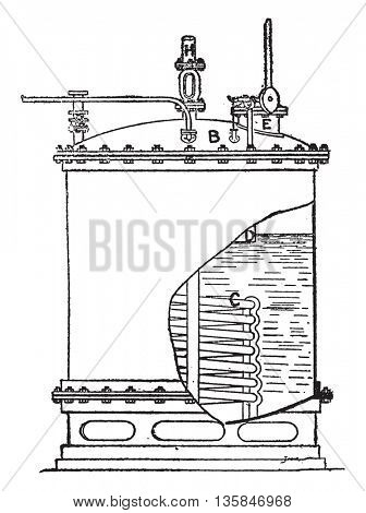 Esterifying, vintage engraved illustration. Industrial encyclopedia E.-O. Lami - 1875.