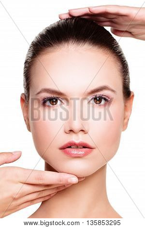 Perfect Face of a Beautiful Woman. Beauty and Aesthetic Medicine Concept