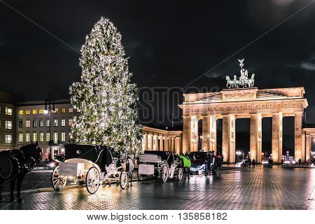 Brandenburg Gate At Christimas In Berlin, Germany