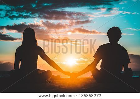 Silhouette Of A Couple At Coronado Beach, San Diego