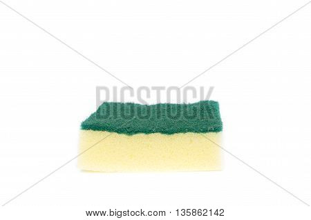 Dishwashing sponge on white background, Select focus front  (Scotch-Brite)