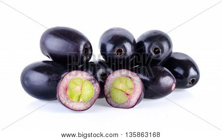 Jambolan plum or Java plum on white background