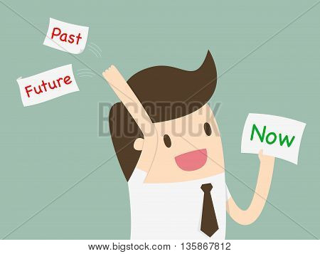 Businessman choosing a card with word 