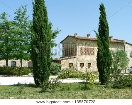 View of a Country house in Tuscany, Italy