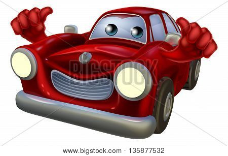 Thumbs Up Cartoon Car Mascot