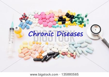 Drugs for chronic diseases treatment, medical concept