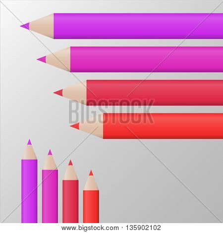Colorful pencil set. Vector pencil shades. Colored crayons.