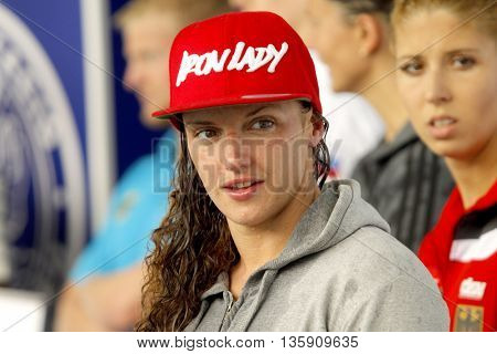 BARCELONA - JUN, 11: Hungarian swimmer Katinka Hosszu during the Trophy Ciutat de Barcelona in Sant Andreu Club, June 11, 2016 in Barcelona, Spain