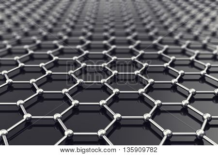 Graphene nanostructure sheet at atomic scale 3d illustration