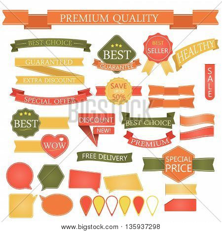 Set of badges labels Stamps Ribbon Vector/illustration.