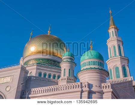 Moscow Cathedral Mosque Russia. The main mosque in Moscow one of the largest and highest mosque in Russia and in Europe.