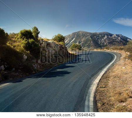 bend in the road in the mountains